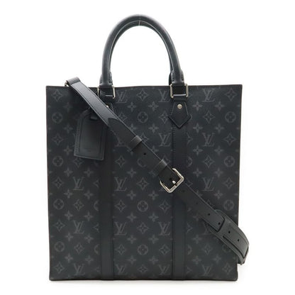 Louis Vuitton Monogram Eclipse Sac Plat Tote Handbag Vertical 2-Way Shoulder Bag