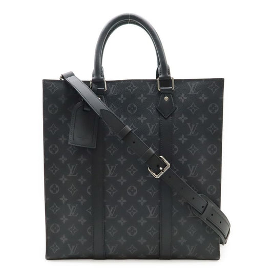 Louis Vuitton Monogram Eclipse Sac Plat Tote Handbag Vertical 2-Way Shoulder Bag