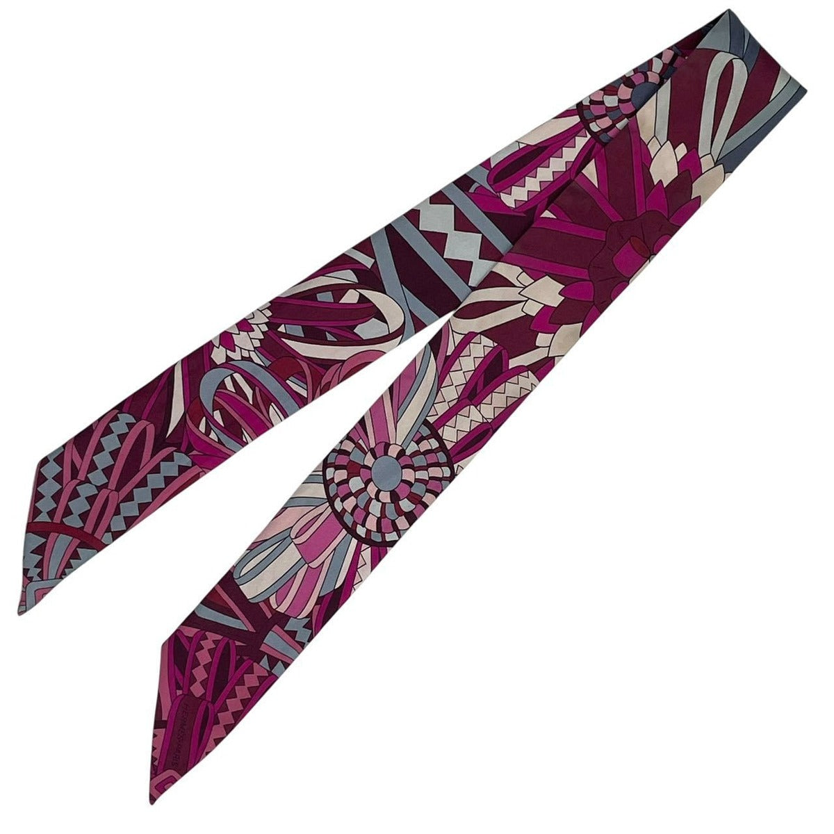 Hermes Twill Scarf Silk les Flots du Cheval Horse Award Purple — view 2