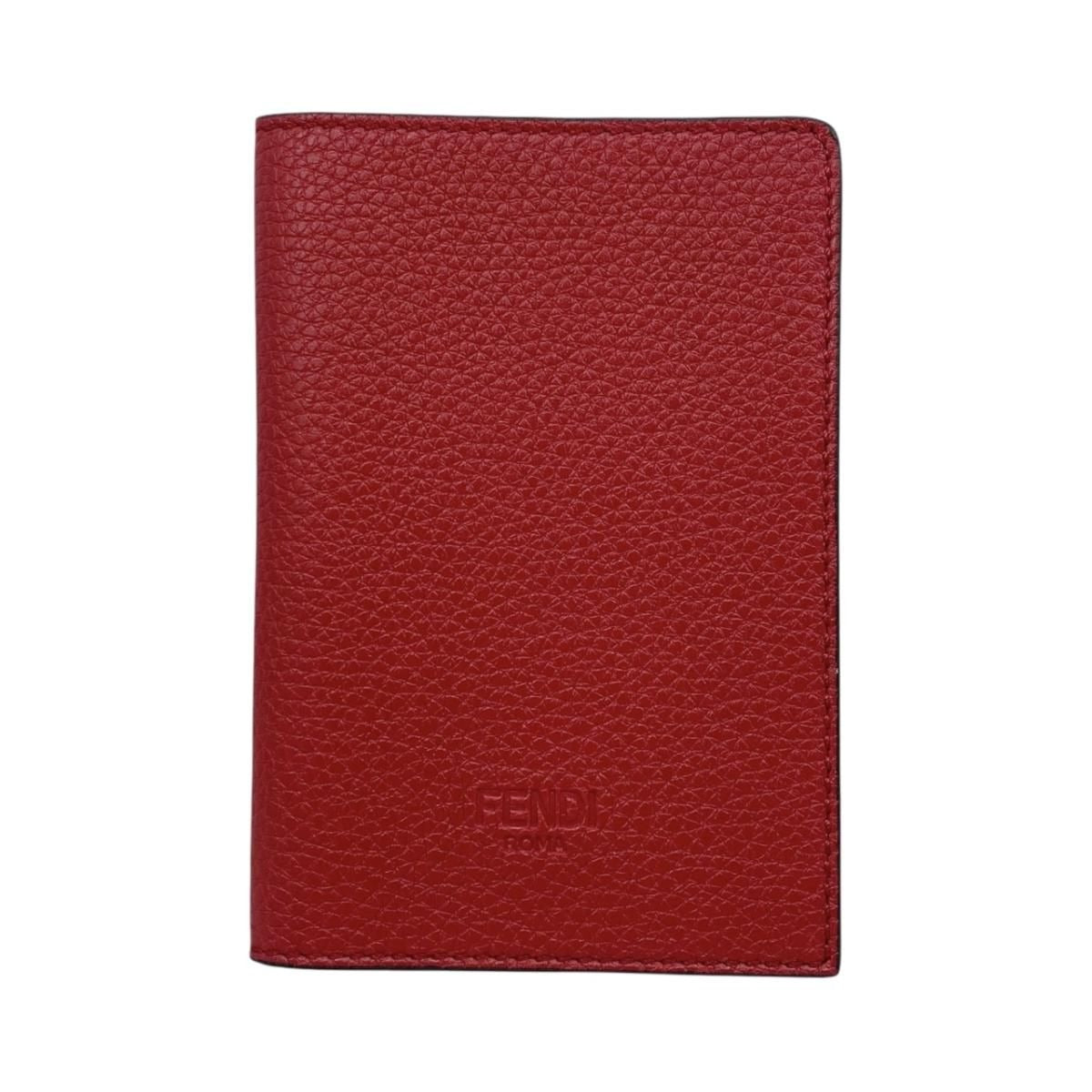Fendi Passport Case Calf Leather Logo Red