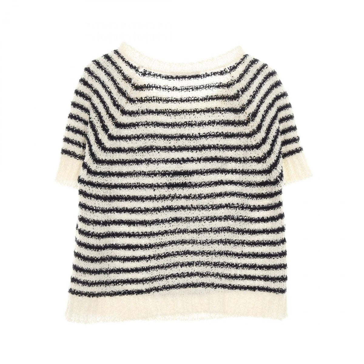 Dior Knit Top Mariniere Cotton Silk Short Sleeve Ivory Navy — view 2