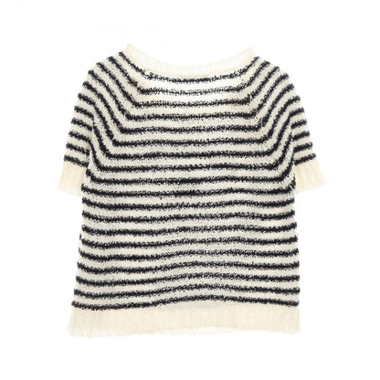 Dior Knit Top Mariniere Cotton Silk Short Sleeve Ivory Navy — view 2