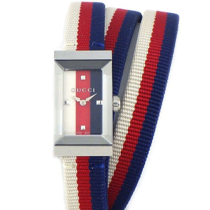 Gucci Watch Frame 147.5 Rectangular White Red Navy Dial Long