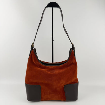 Loewe Anagram Shoulder Bag Red Black Suede Leather Vintage — view 3