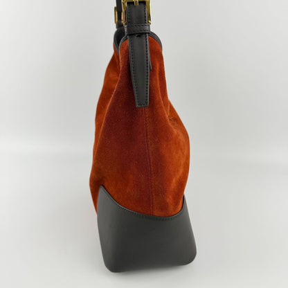 Loewe Anagram Shoulder Bag Red Black Suede Leather Vintage — view 5