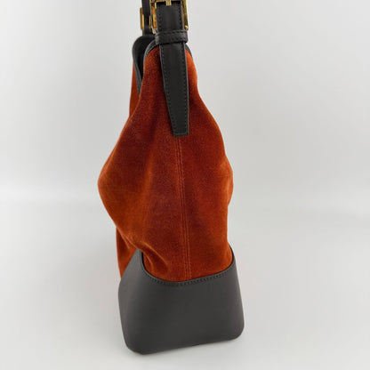 Loewe Anagram Shoulder Bag Red Black Suede Leather Vintage — view 6