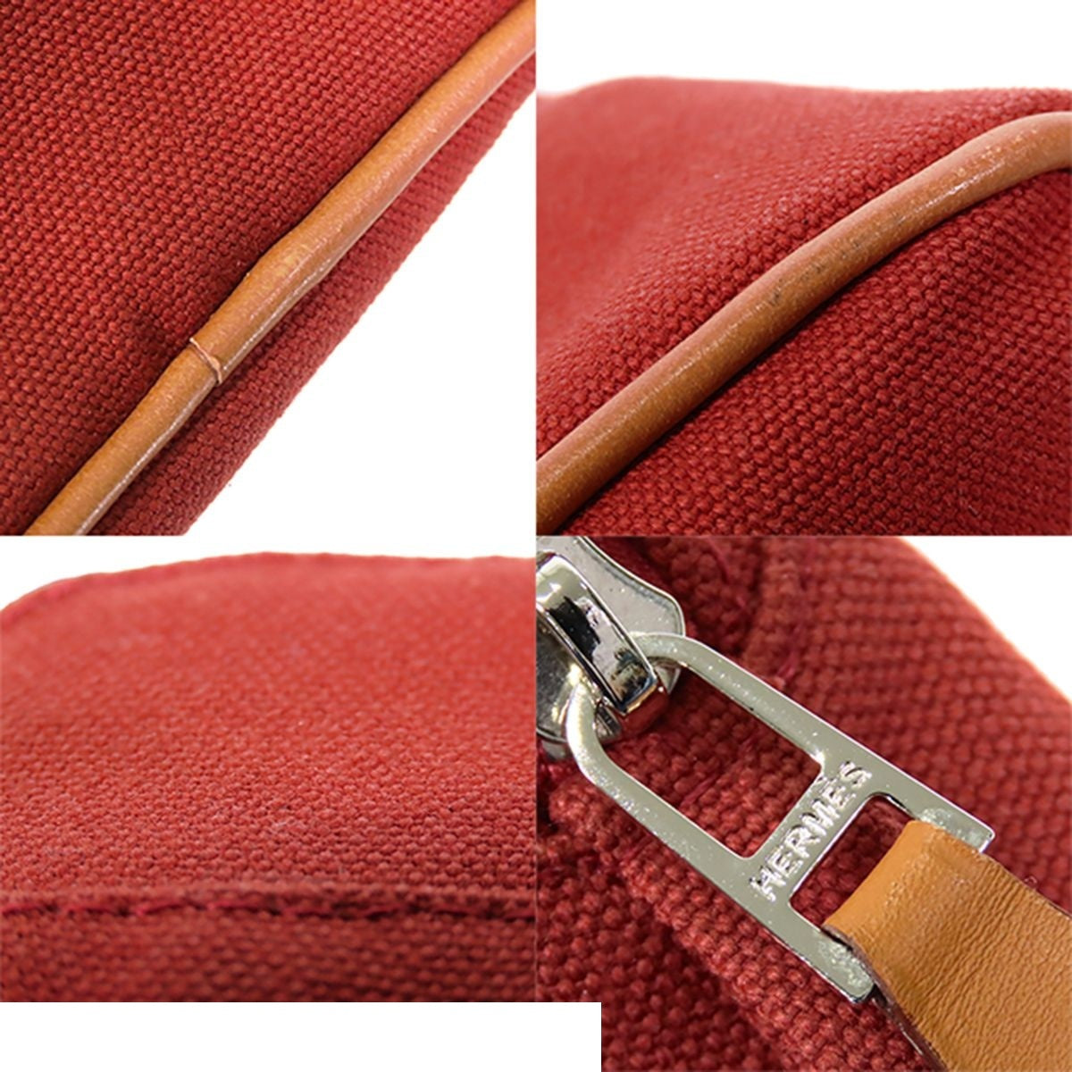 Hermes Bolide Pouch Mini Rouge Ash Silver Cotton — view 8
