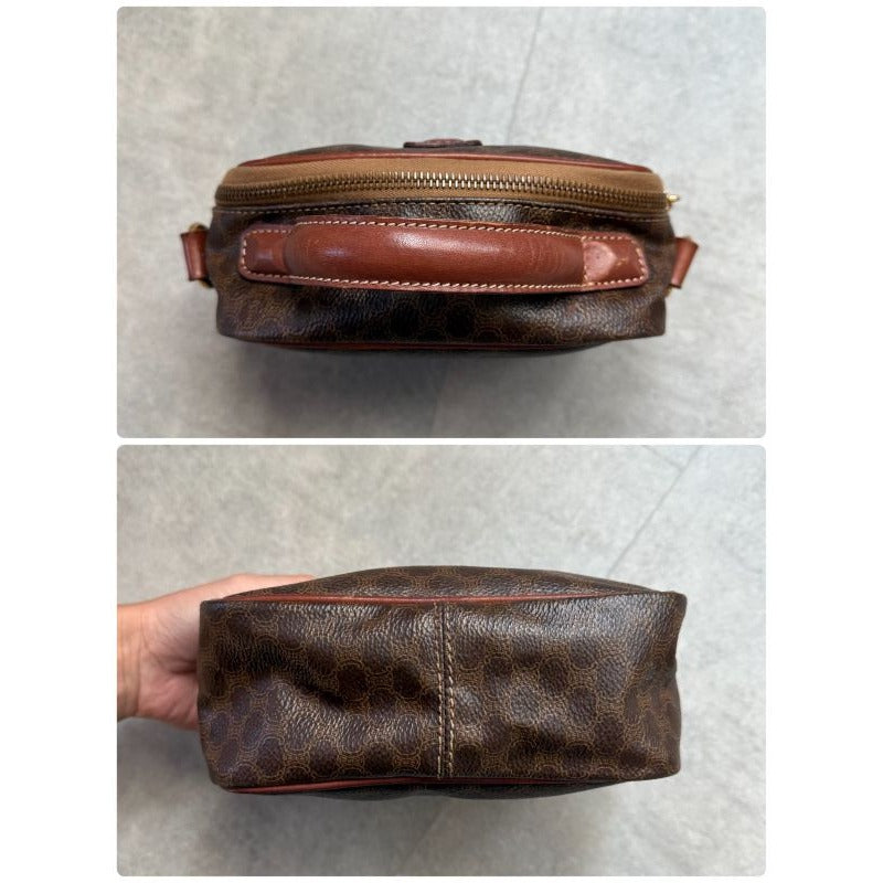Celine Macadam Pattern Vintage Mini Handbag Pouch Triomphe Calf Leather Brown — view 8