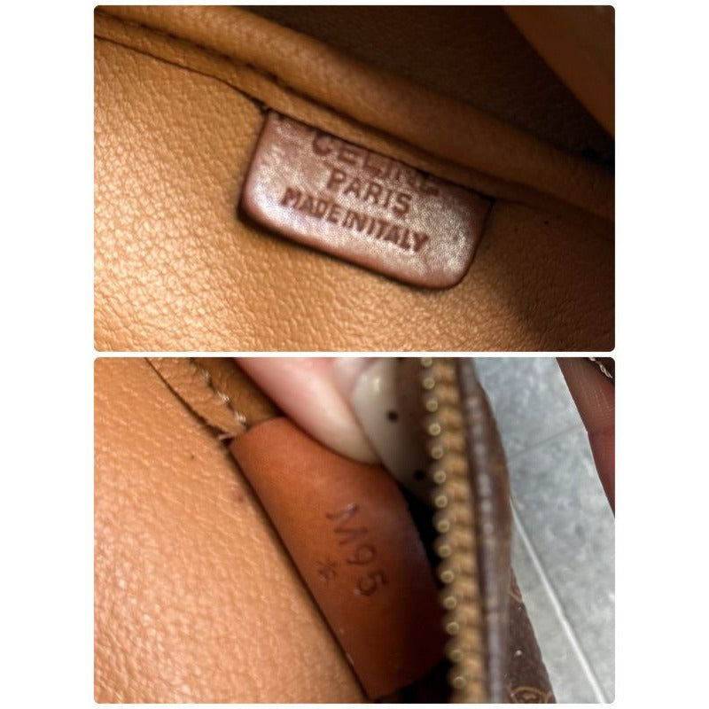 Celine Macadam Pattern Vintage Mini Handbag Pouch Triomphe Calf Leather Brown — view 10