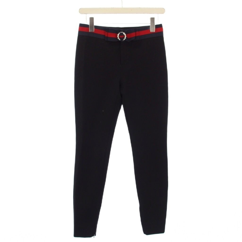 Gucci Skinny Pants Sherry Line Ribbon Black KH