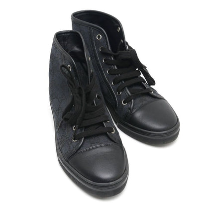 Gucci High Cut Sneakers Size 37 GG Canvas Black