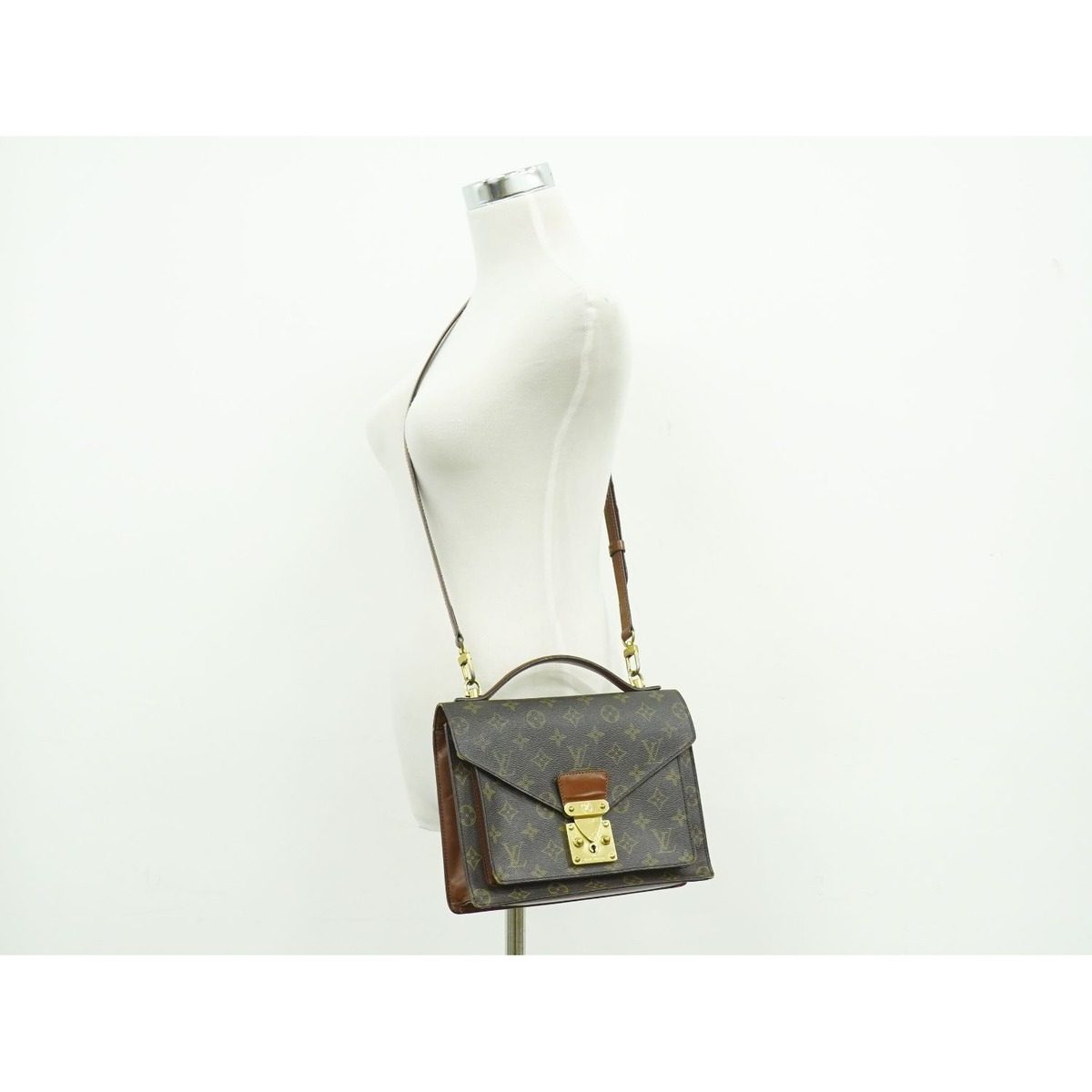 Louis Vuitton LV Monceau 26 Monogram 2-Way Shoulder Bag Brown — view 6