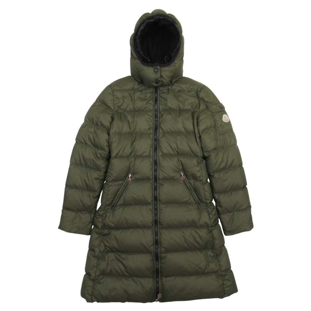 Moncler Moka Down Jacket Coat Hood Removable Quilted 0 Khaki