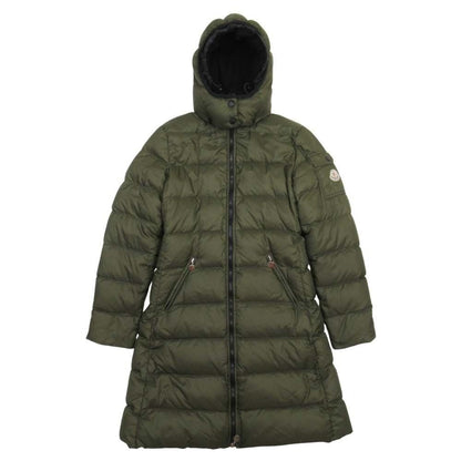 Moncler Moka Down Jacket Coat Hood Removable Quilted 0 Khaki