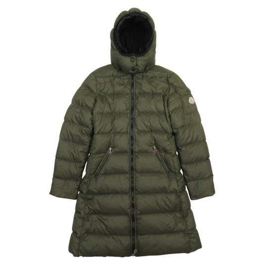 Moncler Moka Down Jacket Coat Hood Removable Quilted 0 Khaki