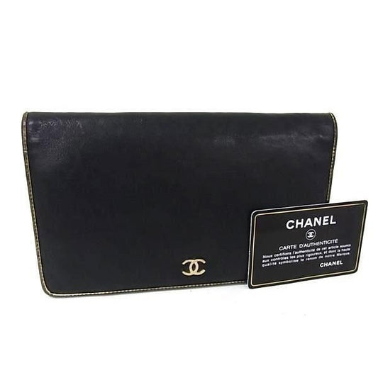 Chanel Wallet Sebulga Black Coco Mark Bifold Long