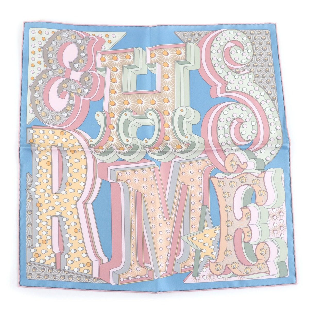 Hermes Carre 45 Electrique Silk Bleu Glacier Vieux Scarf