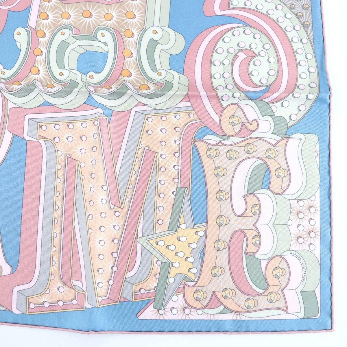 Hermes Carre 45 Electrique Silk Bleu Glacier Vieux Scarf — view 5