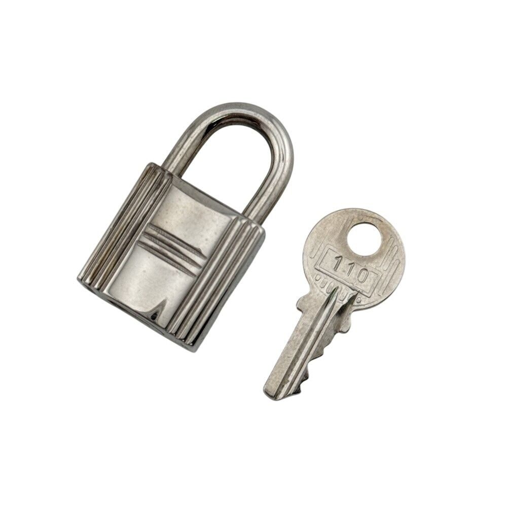 Hermes 110 Padlock Necklace Charm Bag Silver