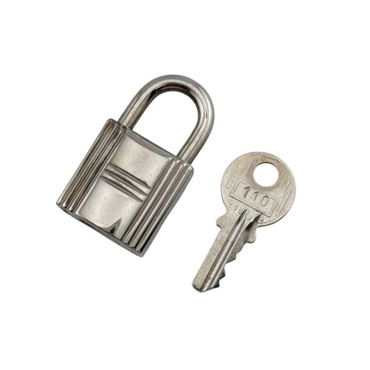Hermes 110 Padlock Necklace Charm Bag Silver