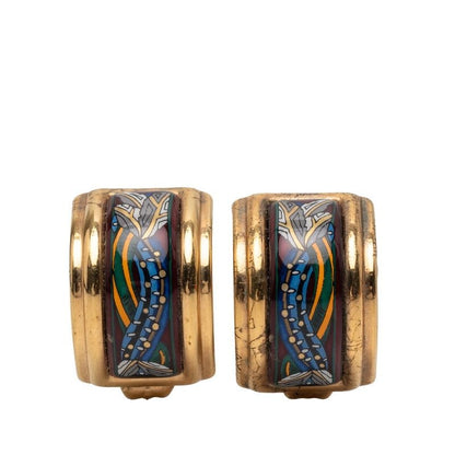 Hermes Enamel Cloisonne Gold Multicolor Plated