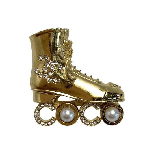 Chanel Roller Skate Brooch F21 C Gold Pin Type