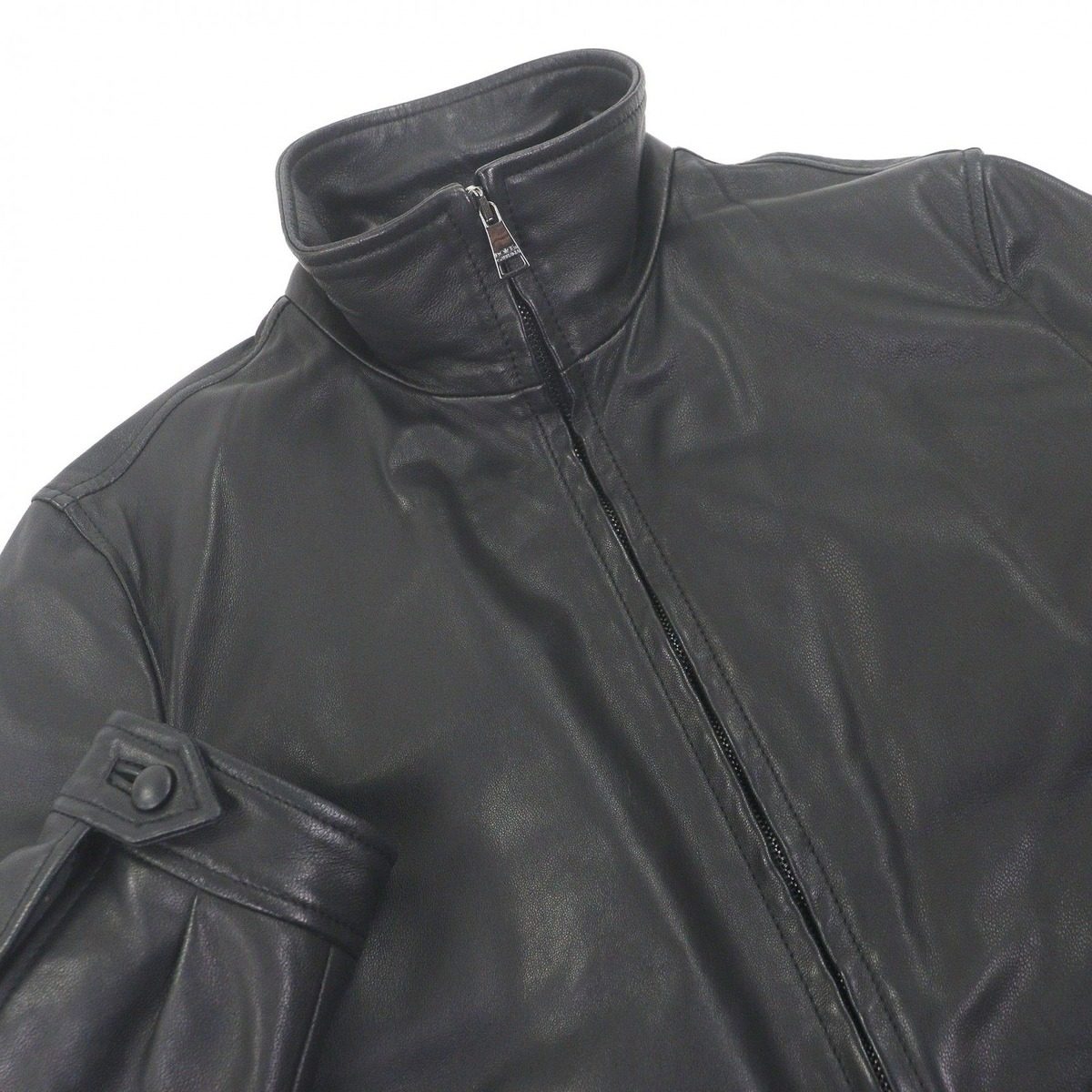 Dolce & Gabbana Lambskin Black Tag Leather Jacket Single Rider 44 — view 2