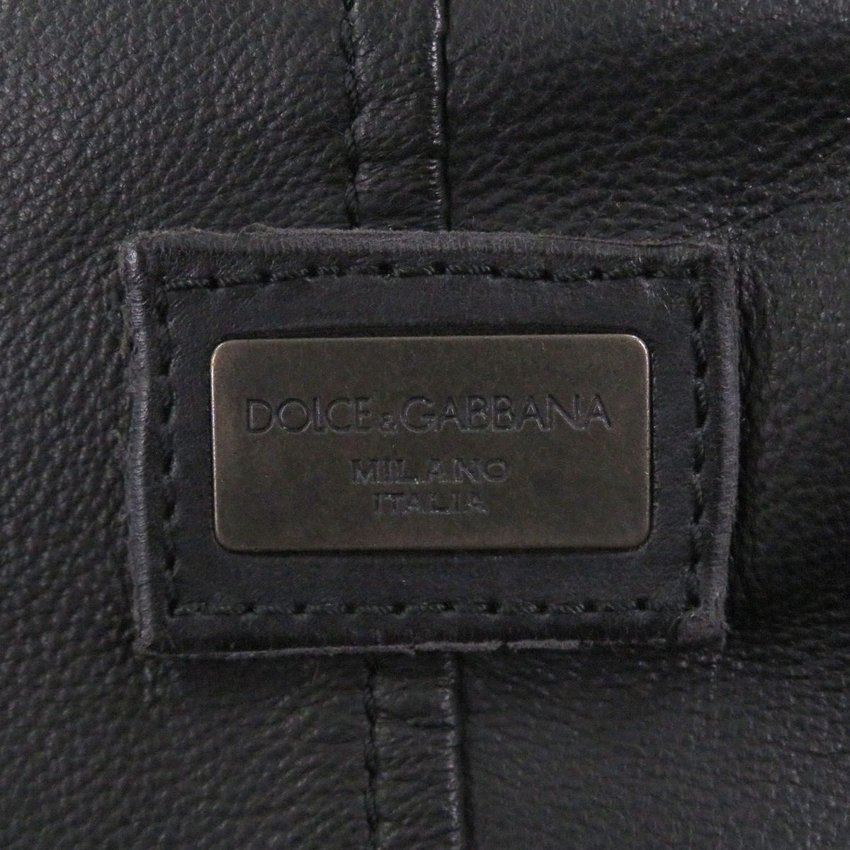 Dolce & Gabbana Lambskin Black Tag Leather Jacket Single Rider 44 — view 5