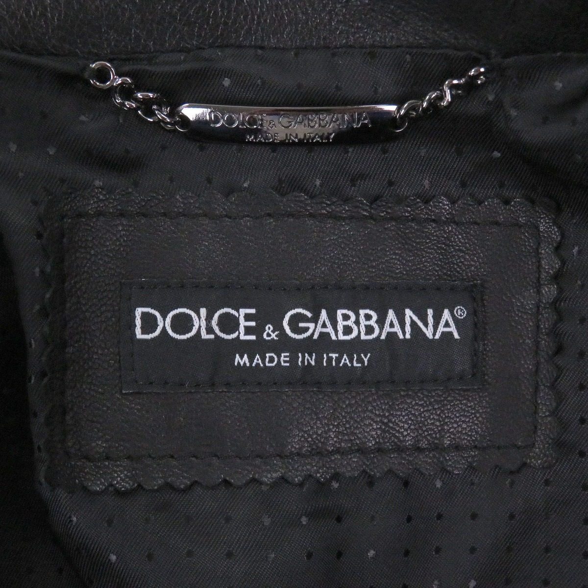 Dolce & Gabbana Lambskin Black Tag Leather Jacket Single Rider 44 — view 7