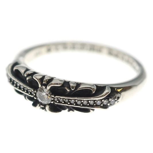 Chrome Hearts Baby Clsc P D Classic Floral Cross Pave Diamond Ring Silver