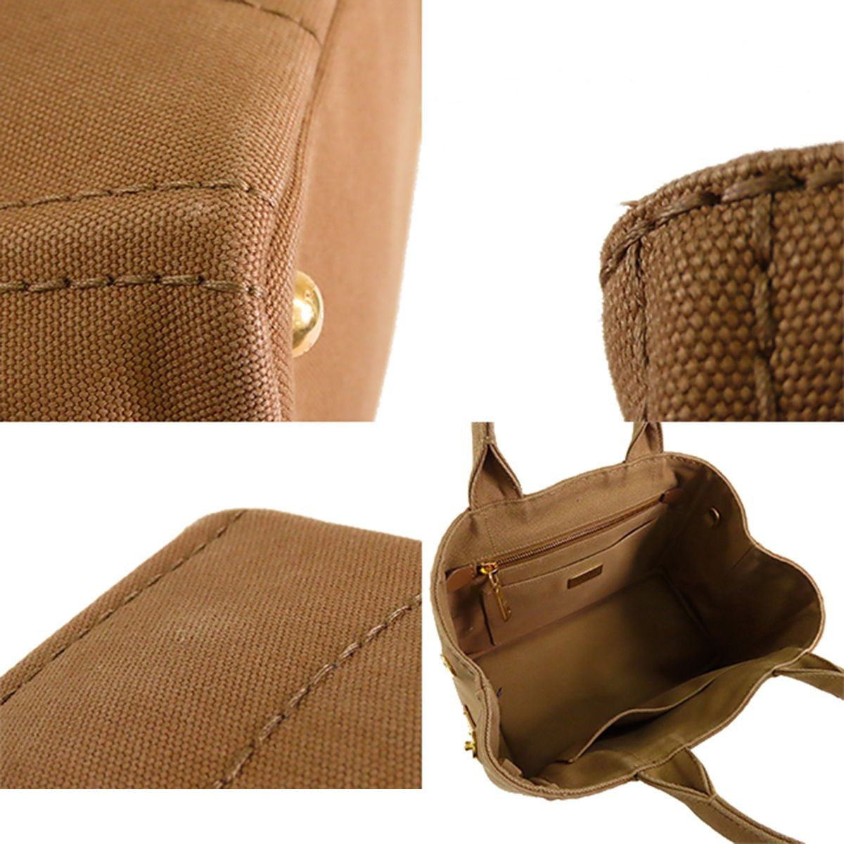 Prada Canapa Beige Canvas 2-Way Tote Shoulder Bag — view 5