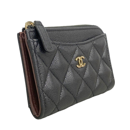 Chanel Coin Case Quilted Caviar Leather Black Gold — view 2