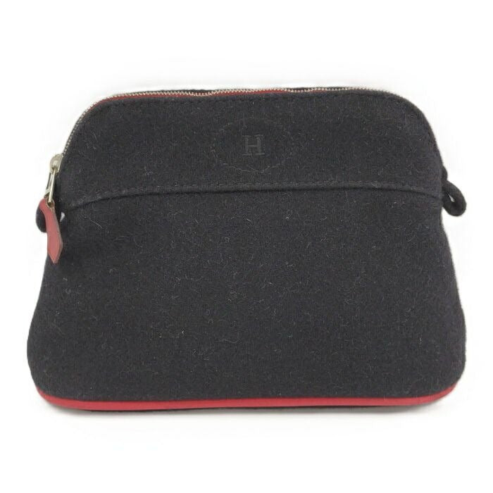 Hermes Bolide Pouch 20 Handbag Wool Black