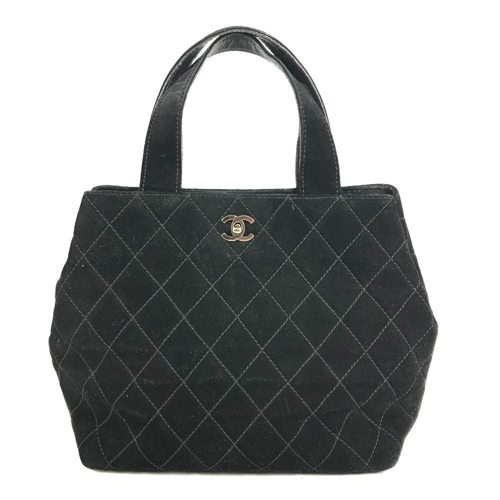 Chanel Handbag CC Logo Suede Black