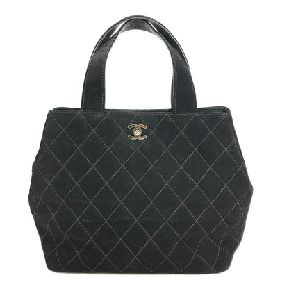 Chanel Handbag CC Logo Suede Black