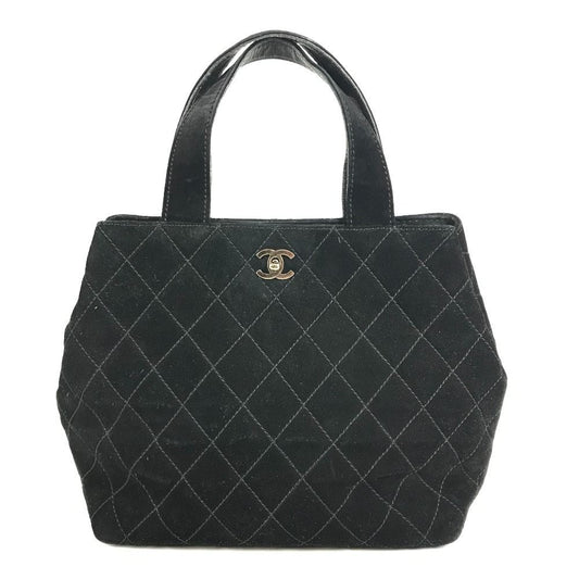 Chanel Handbag CC Logo Suede Black