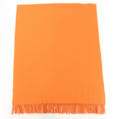 Hermes 100% Cashmere Logo Embroidery with Fringe Large Shawl