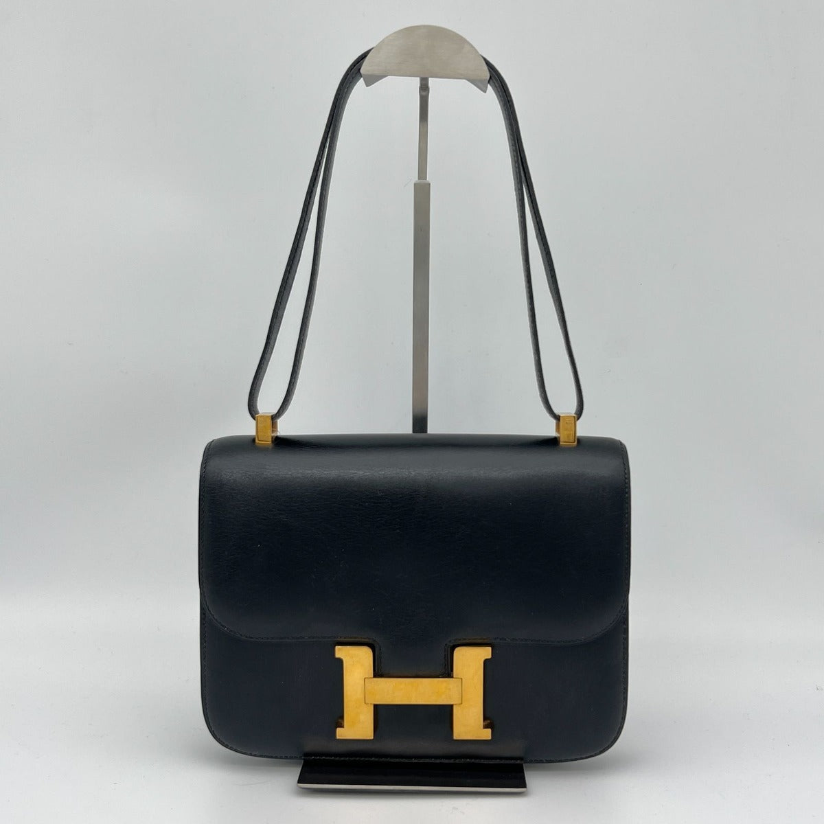 Hermes Constance 23 Shoulder Back Calf Cowhide Box Black Bag