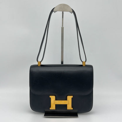Hermes Constance 23 Shoulder Back Calf Cowhide Box Black Bag