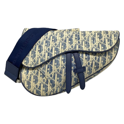 Dior Shoulder Bag Navy Leather X Ivory