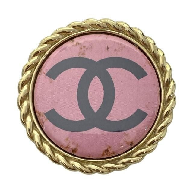 Chanel Brooch Pin Accessories Jewelry Circle Small Coco Mark GP Pink