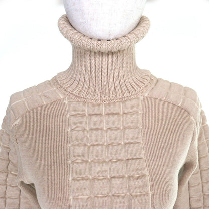 Chanel Wool CC Logo Chocolate Bar Turtleneck Long Sleeve Knit Sweater Beige 38 — view 4