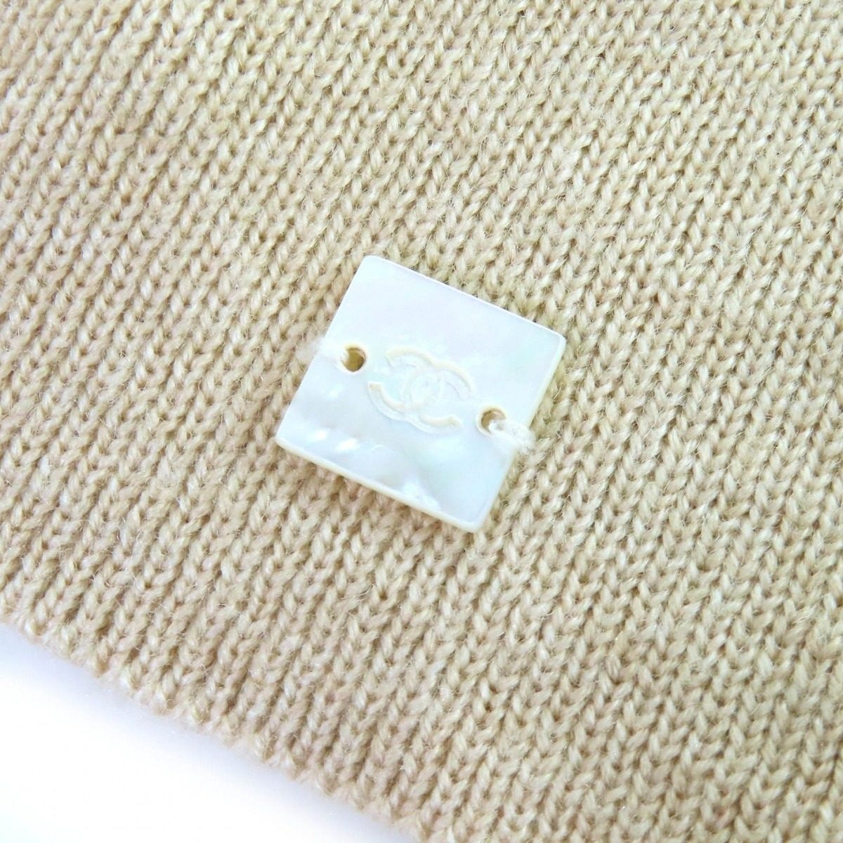 Chanel Wool CC Logo Chocolate Bar Turtleneck Long Sleeve Knit Sweater Beige 38 — view 5