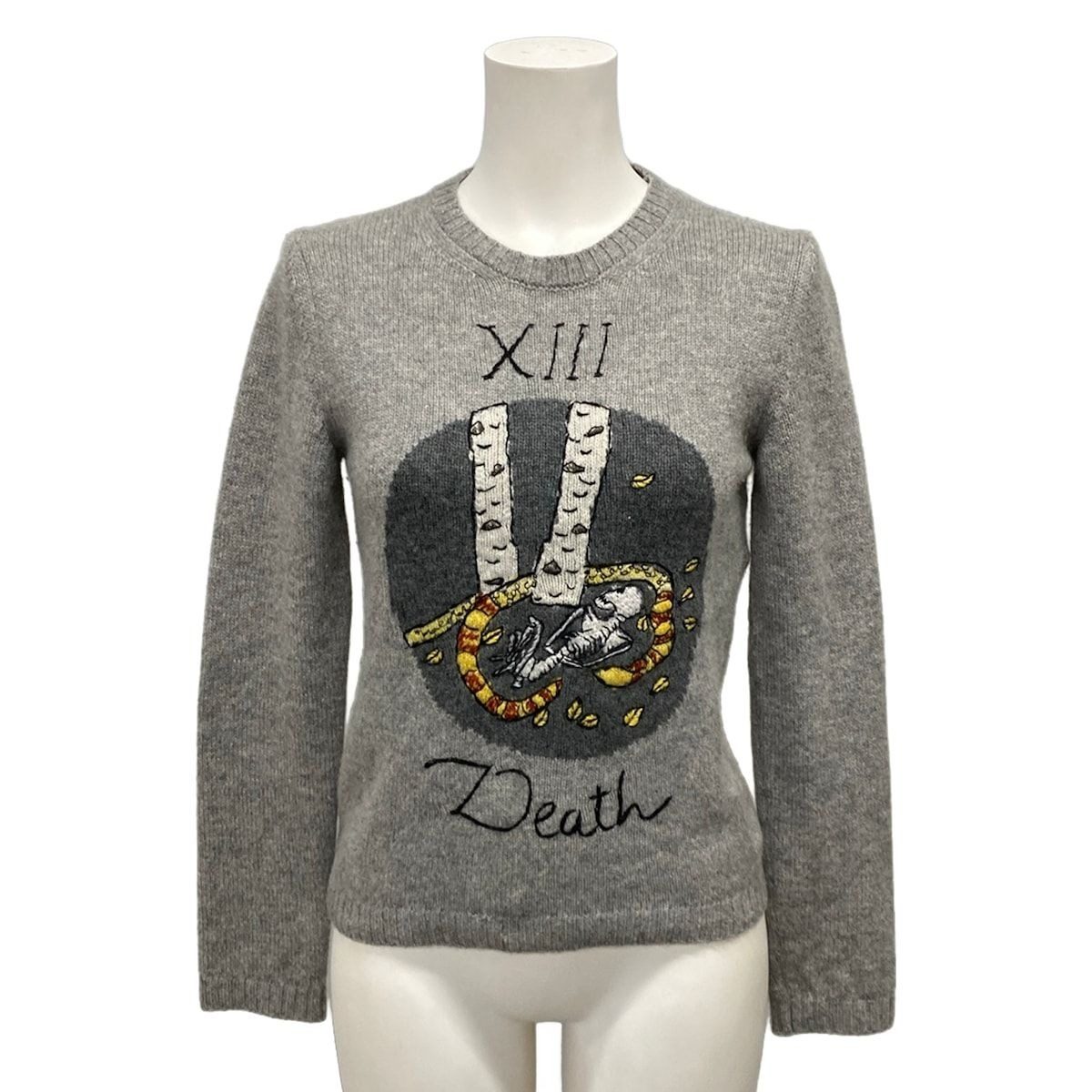 Dior Long Sleeve Sweater I 40 Gray White Multi Cashmere