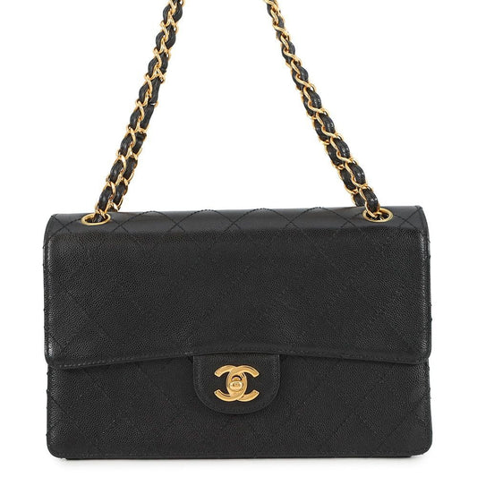 Chanel Chain Shoulder Bag Quilted CC Logo Single Flap Caviar Leather