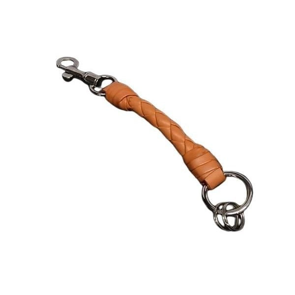 Bottega Veneta Key Holder Intrecciato Orange Leather Silver Hardware