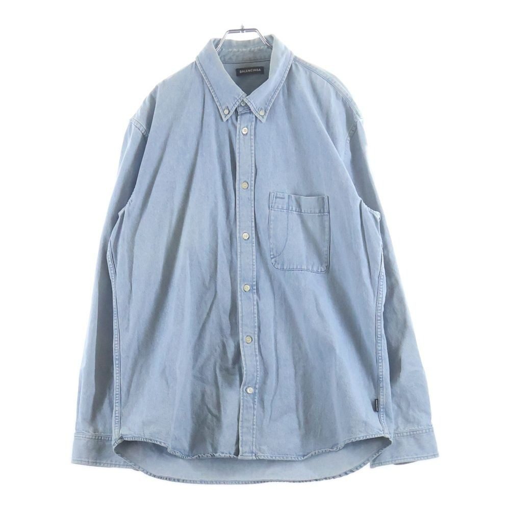 Balenciaga Back Logo Denim Shirt Oversize Light Blue