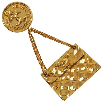 Chanel Quilted Bag Motif Vintage Gold Plated 23 18.3 g Brooch
