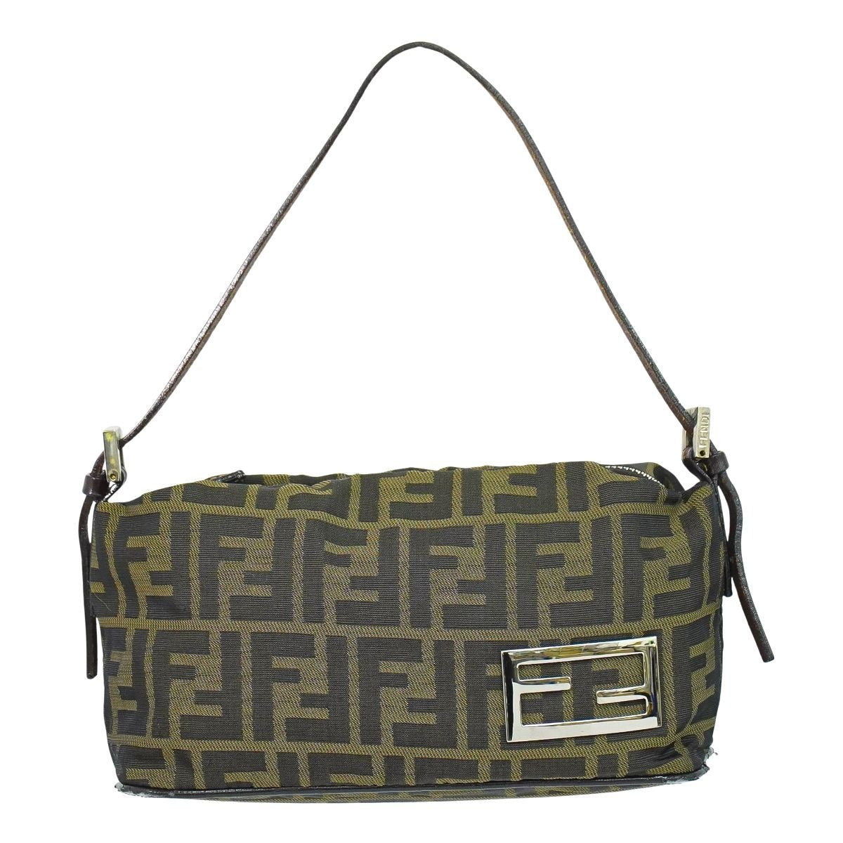 Fendi Zucca Shoulder Bag Canvas Brown Outside