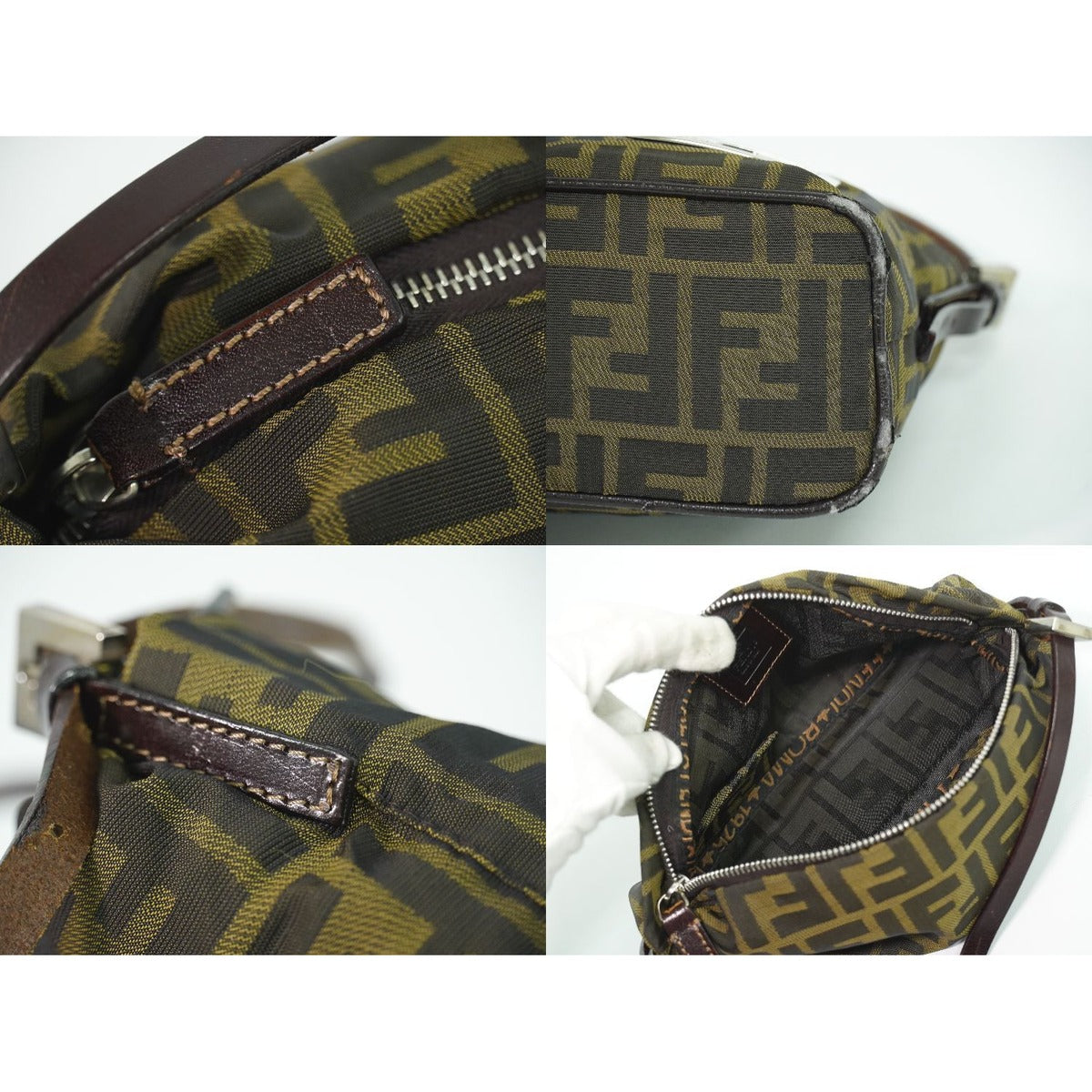 Fendi Zucca Shoulder Bag Canvas Brown Outside — view 8